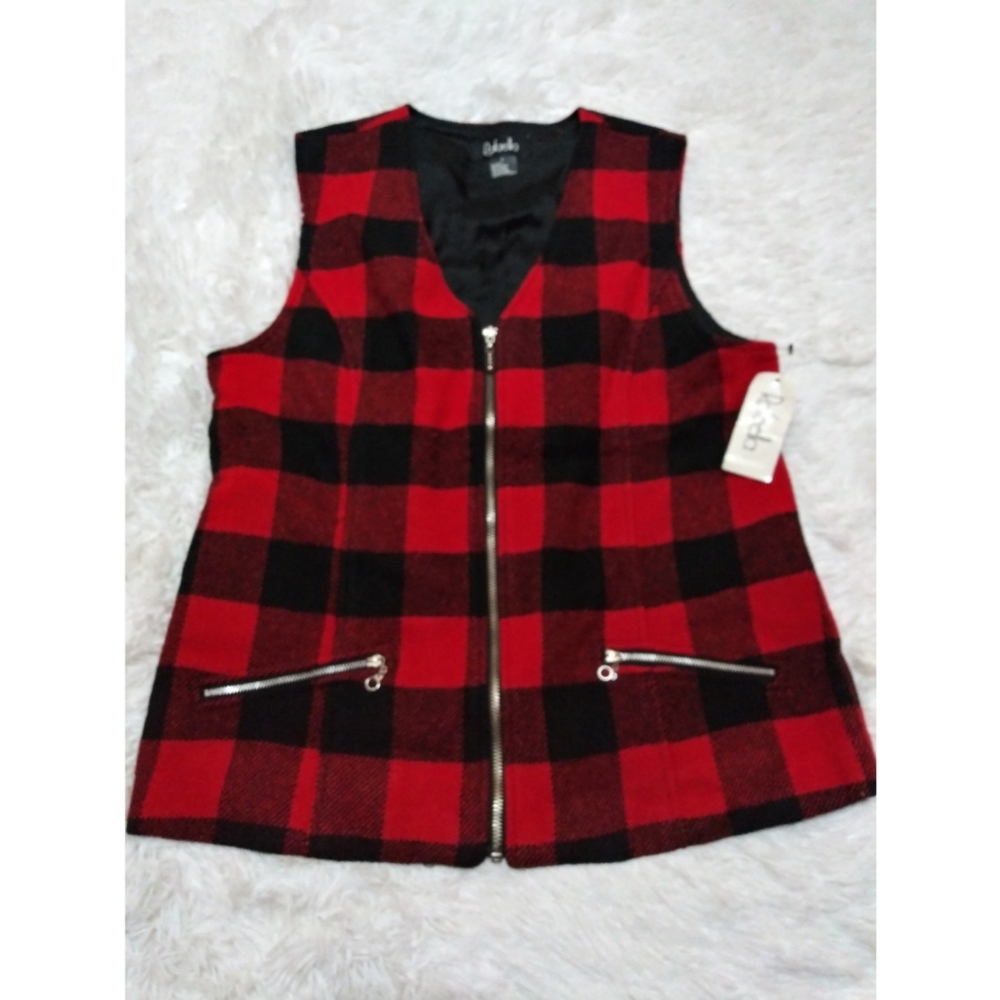 NWT Wool Blend Plaid Vest